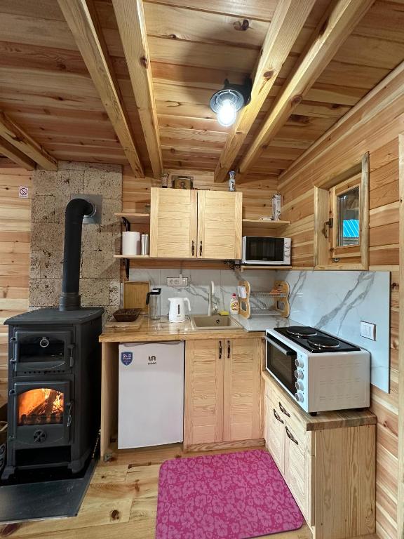 Enterijer brvnare Panda na Tari